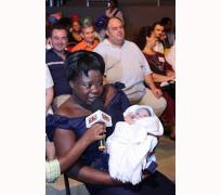 Mrs Joy Everbright testifying with her new baby!